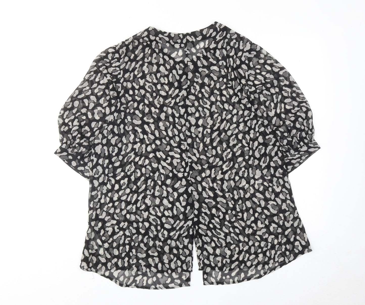 Preen/ Edition Womens Black Animal Print Polyester Basic Blouse Size 6 Boat Neck - Leopard Print