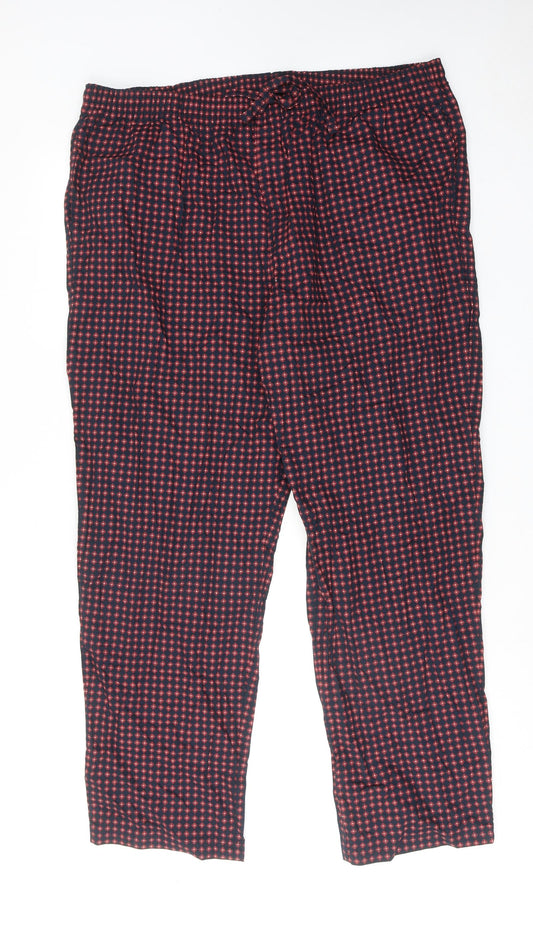 Marks and Spencer Mens Red Geometric Cotton Pyjama Pants Size 2XL Drawstring