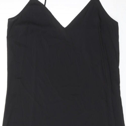 Marks and Spencer Womens Black Polyester Tank Dress Size 16 V-Neck Pullover