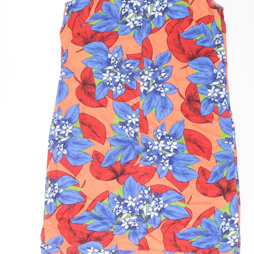 Marks and Spencer Womens Multicoloured Floral Linen Tank Dress Size 12 Round Neck Pullover