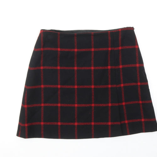 Hobbs Womens Black Check Wool A-Line Skirt Size 14 Zip