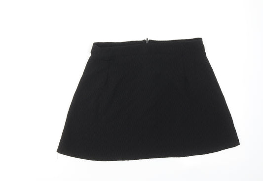 Boohoo Womens Black Polyester A-Line Skirt Size 14 Zip