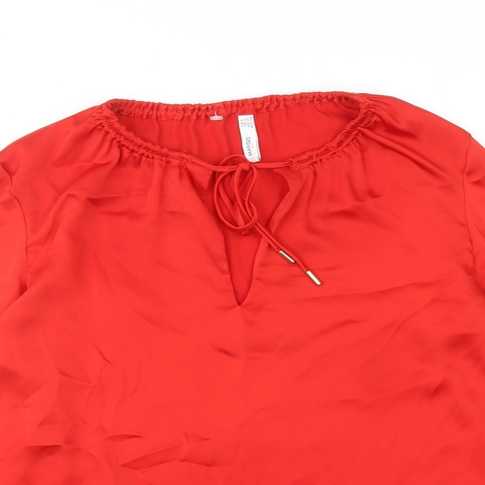 Mango Womens Red Polyester Basic Blouse Size S Boat Neck