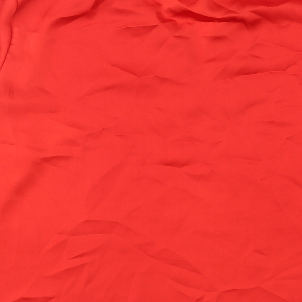 Mango Womens Red Polyester Basic Blouse Size S Boat Neck