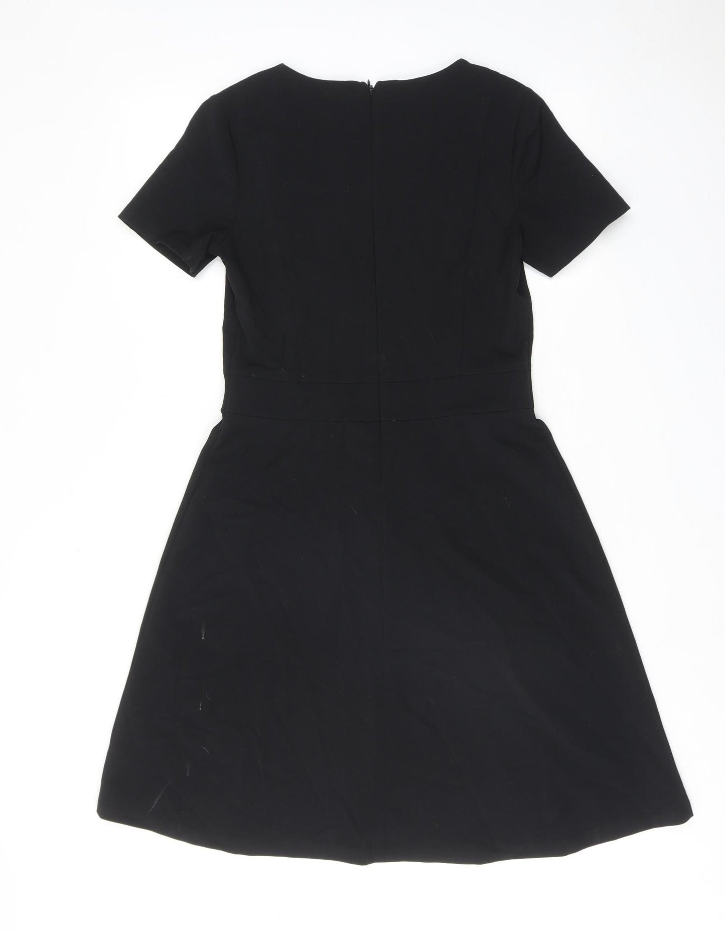 NEXT Womens Black Polyester Skater Dress Size 10 V-Neck Zip