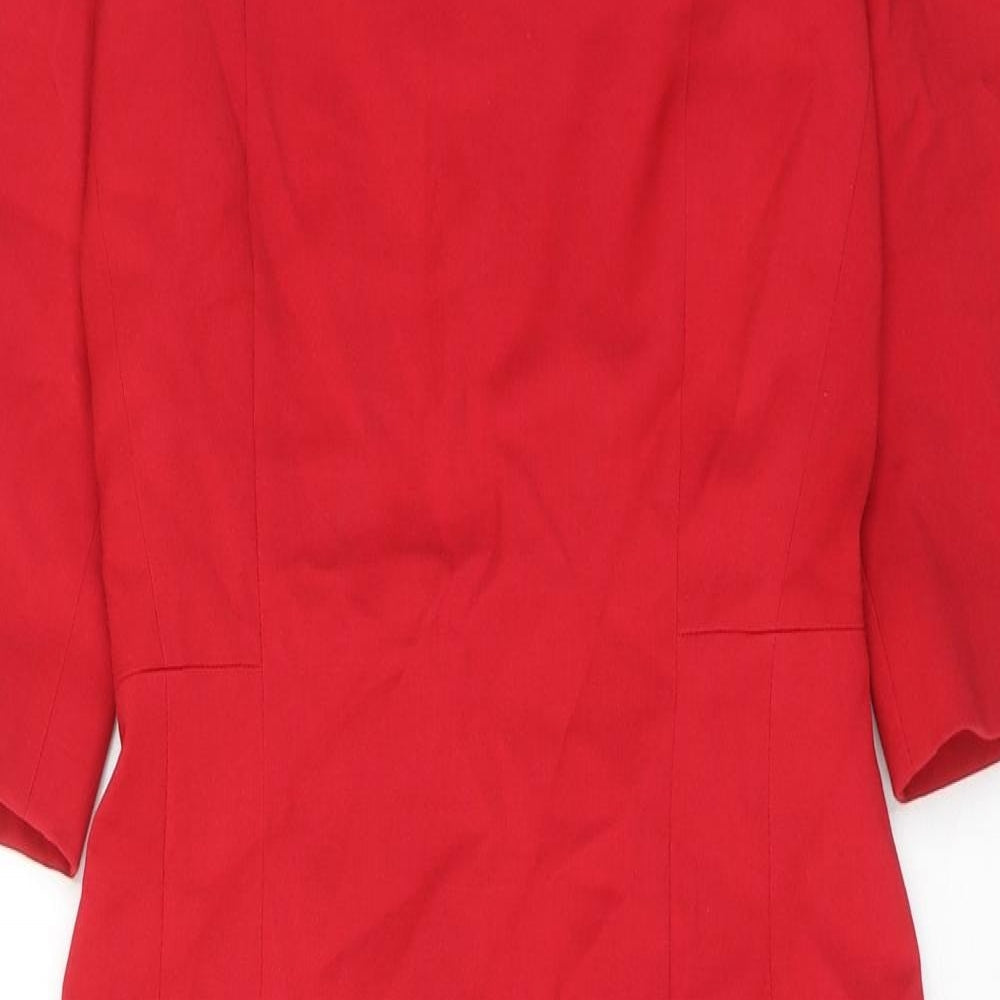 Hobbs Womens Red Polyester Shift Size 8 V-Neck Zip