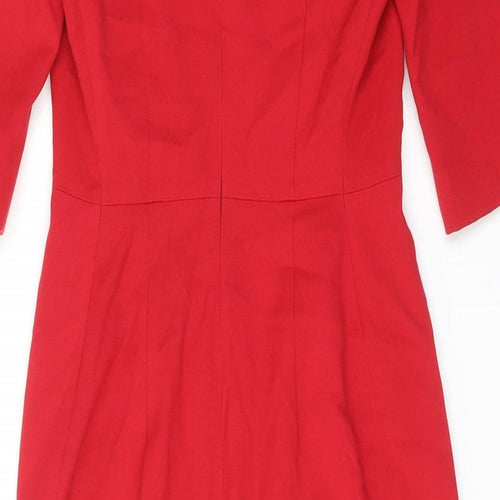 Hobbs Womens Red Polyester Shift Size 8 V-Neck Zip