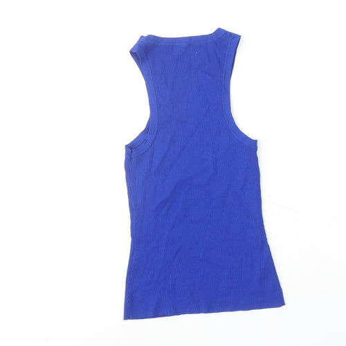 H&M Womens Blue Viscose Basic Tank Size XS Round Neck - Ribbed