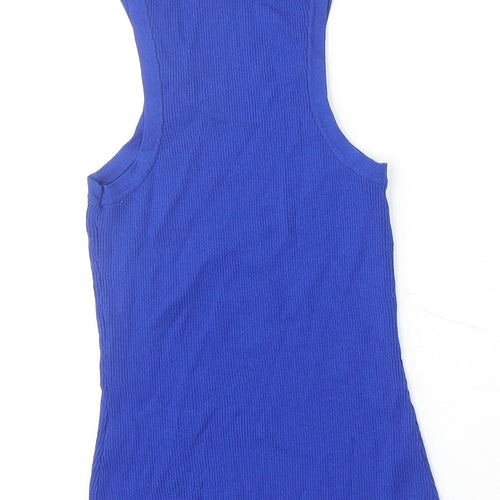 H&M Womens Blue Viscose Basic Tank Size XS Round Neck - Ribbed