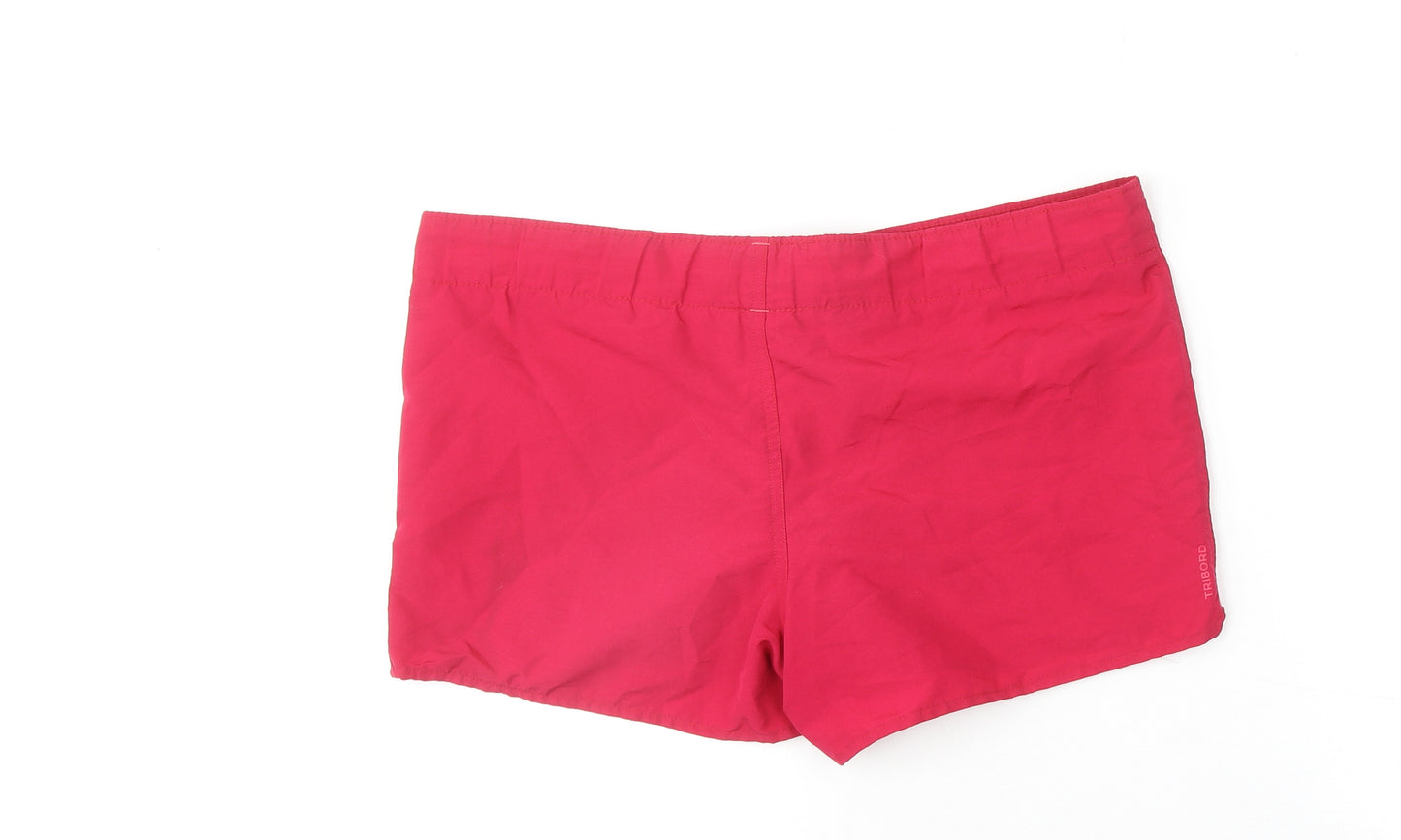 DECATHLON Womens Pink Polyester Hot Pants Shorts Size 12 Regular Drawstring