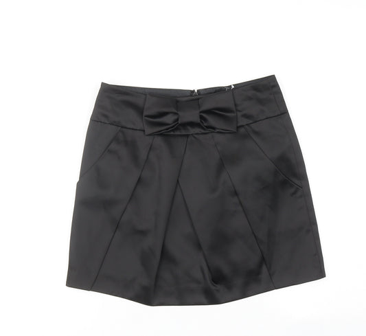 ASOS Womens Black Polyester A-Line Skirt Size 8 Zip