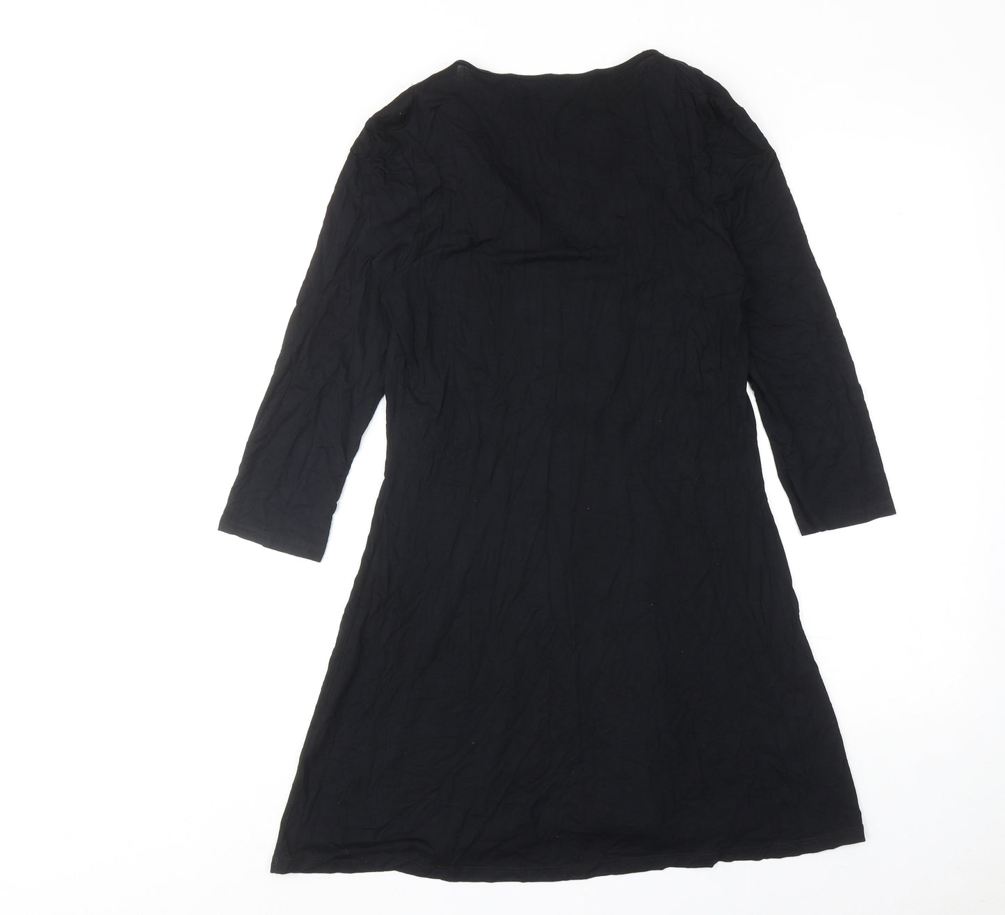 Julien Macdonald Womens Black Viscose A-Line Size 12 V-Neck Pullover