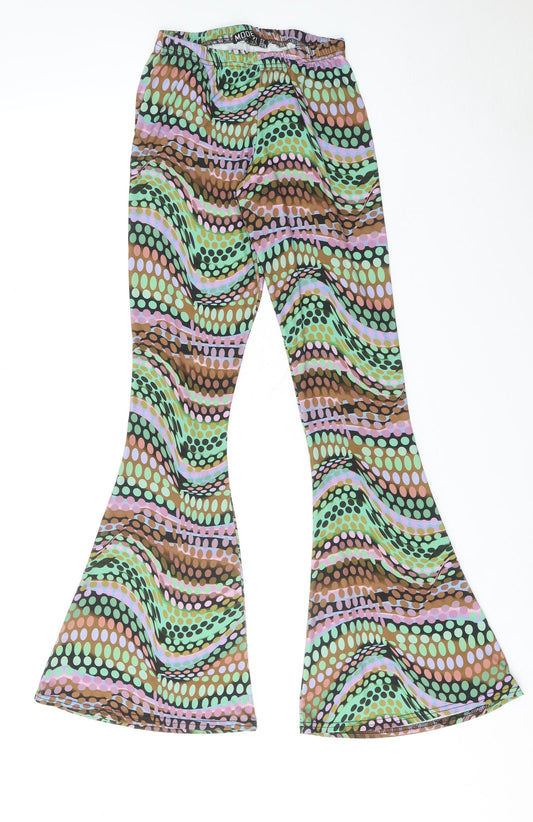 Mode-ll Womens Multicoloured Geometric Polyester Harem Trousers Size 10 Regular