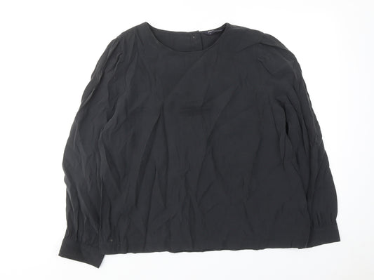 Marks and Spencer Womens Black Modal Basic Blouse Size 16 Round Neck