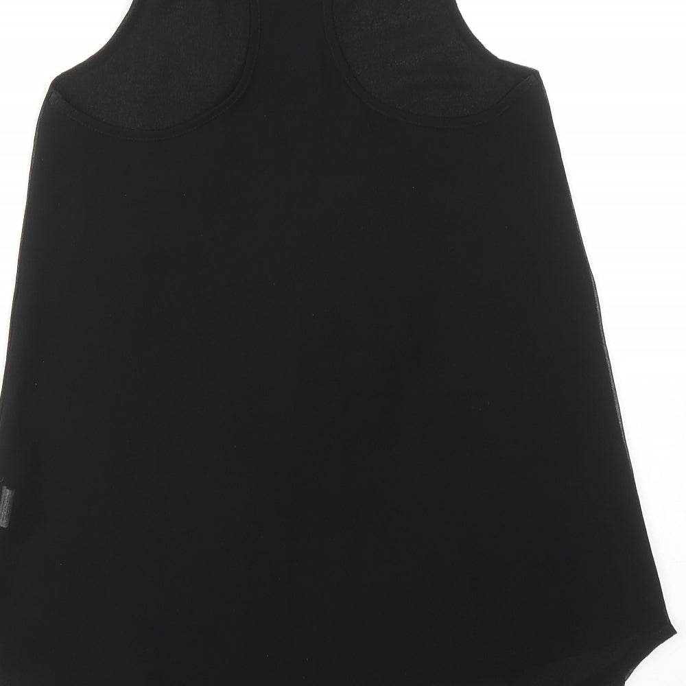 River Island Womens Black Polyester Basic Tank Size 6 Scoop Neck - Asymmetric