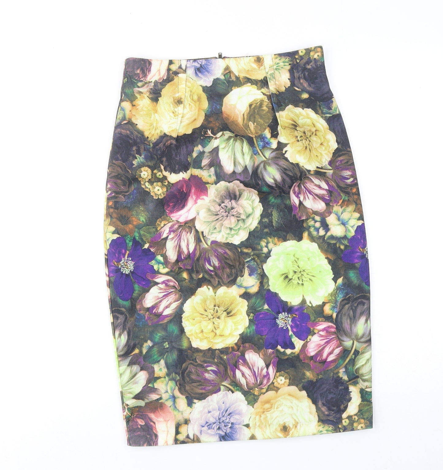 Darling Womens Multicoloured Floral Polyester Straight & Pencil Skirt Size S Zip