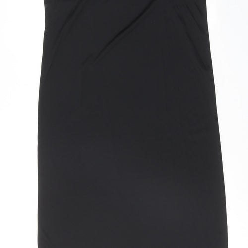 Marks and Spencer Womens Black Polyester Slip Dress Size 14 Square Neck Pullover
