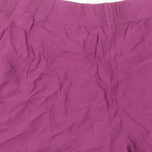Marks and Spencer Womens Purple Viscose Basic Shorts Size 12 Regular Pull On