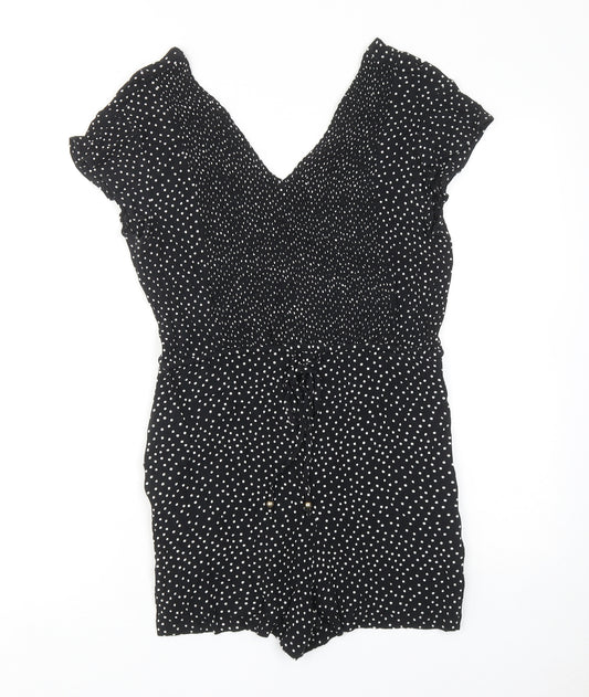 Accessorize Womens Black Polka Dot Viscose Playsuit One-Piece Size 12 Pullover