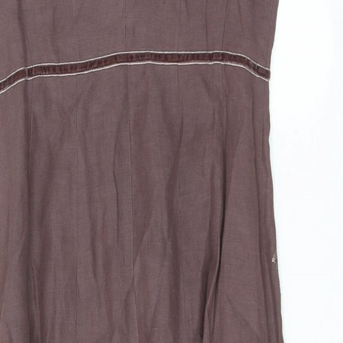 Monsoon Womens Purple Floral Silk Slip Dress Size 12 V-Neck Zip