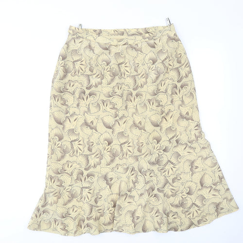 Eastex Womens Beige Floral Polyester Swing Skirt Size 14 Zip