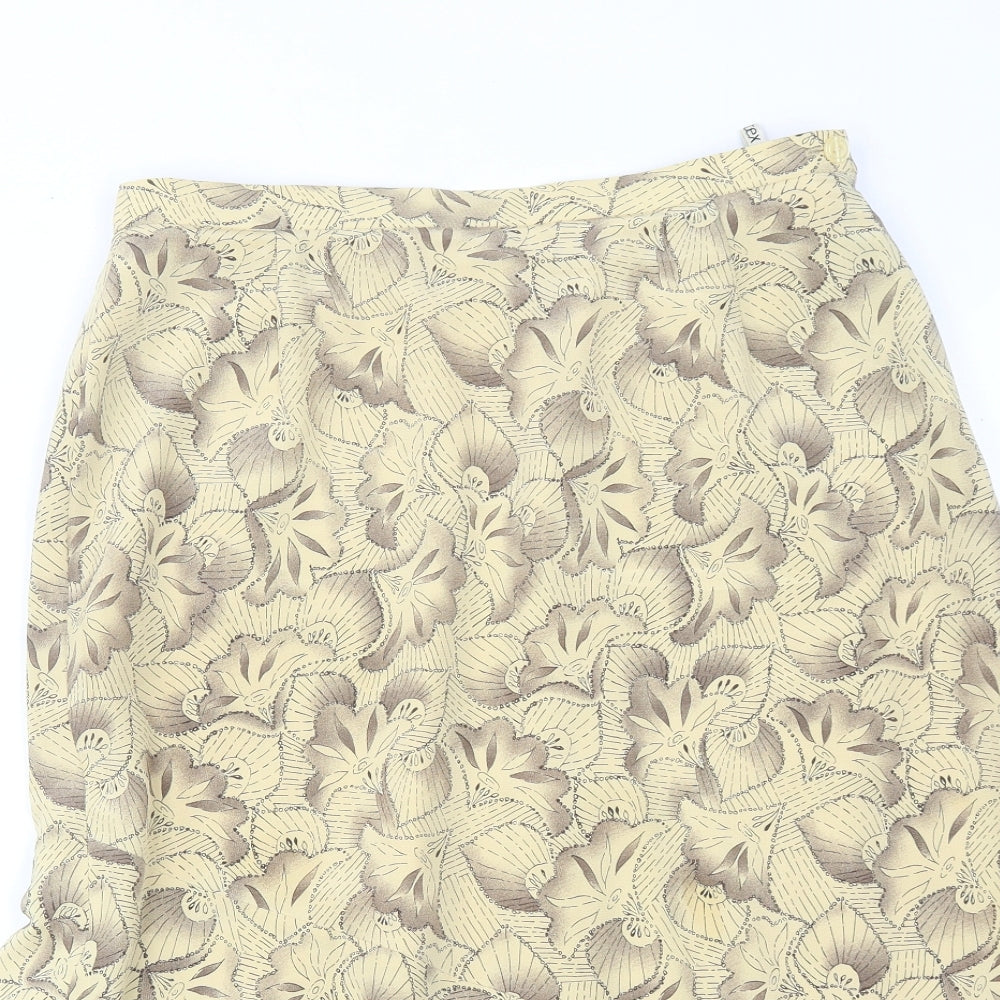 Eastex Womens Beige Floral Polyester Swing Skirt Size 14 Zip