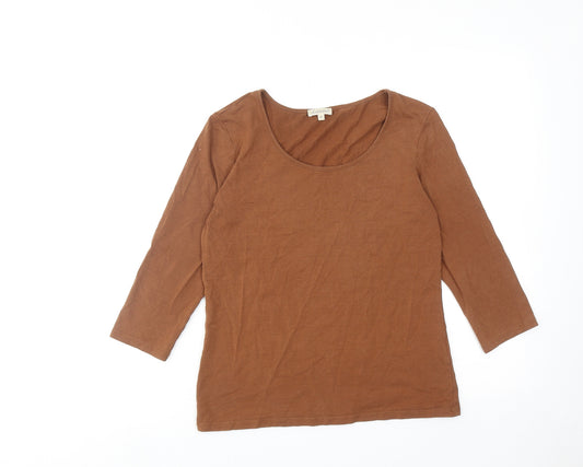 Kettlewell Womens Brown Cotton Basic T-Shirt Size M Scoop Neck