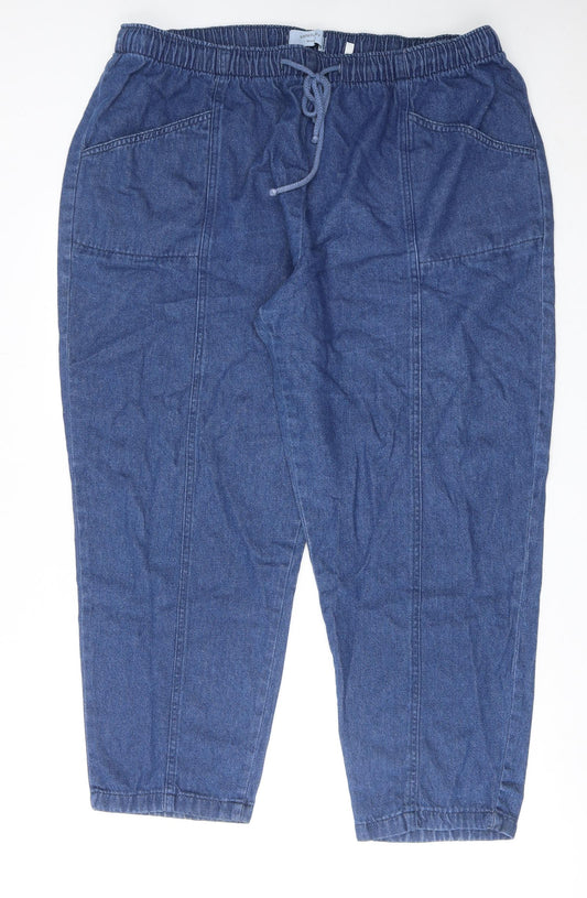Anthology Womens Blue Cotton Straight Jeans Size 24 Regular Drawstring