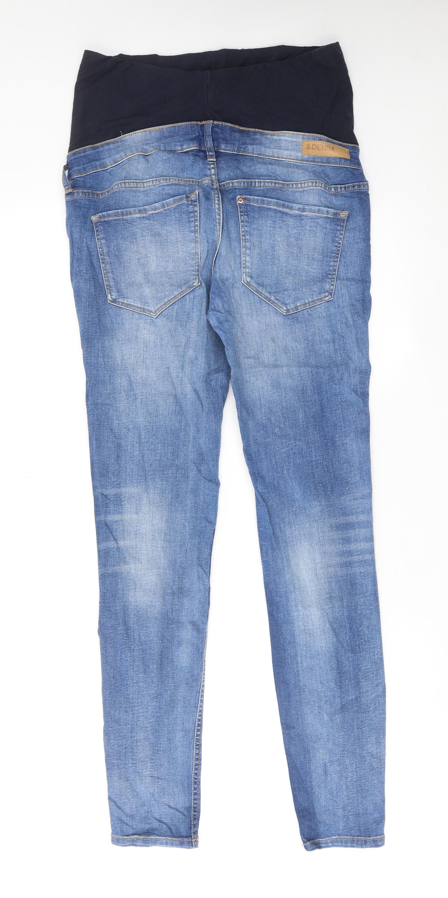 H&M Womens Blue Cotton Skinny Jeans Size 14 Regular Button