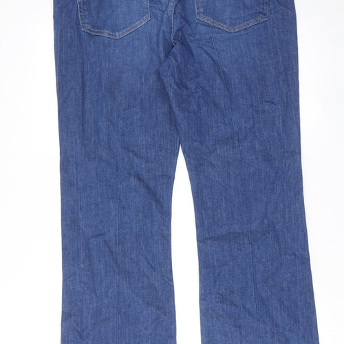 Marks and Spencer Womens Blue Cotton Bootcut Jeans Size 16 Slim Zip