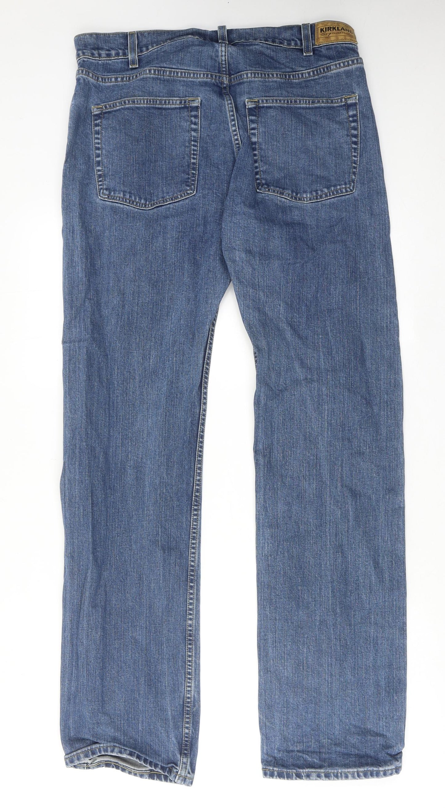 Kirkland Mens Blue Cotton Straight Jeans Size 34 in L34 in Regular Zip