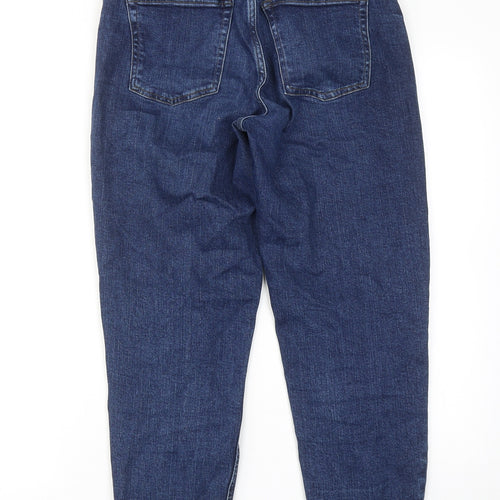 Marks and Spencer Womens Blue Cotton Mom Jeans Size 8 Regular Zip