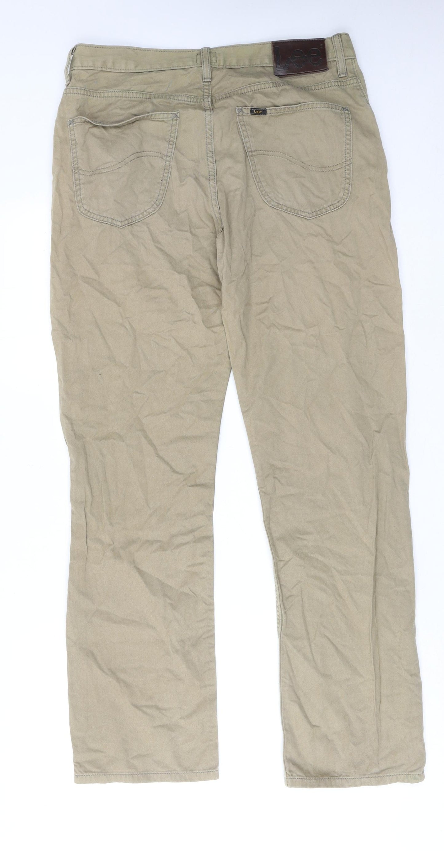 Lee Mens Beige Cotton Trousers Size 34 in L32 in Regular Zip