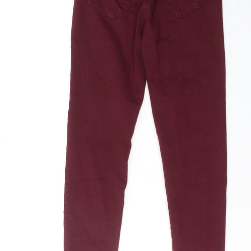 Bershka Womens Red Cotton Skinny Jeans Size 10 Regular Zip