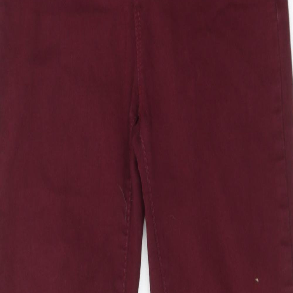 Bershka Womens Red Cotton Skinny Jeans Size 10 Regular Zip