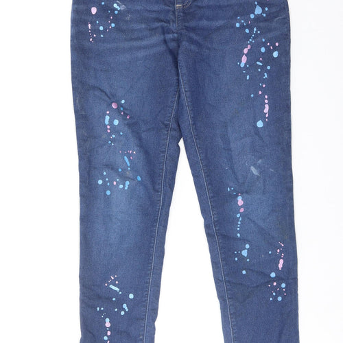 Lands' End Girls Blue Cotton Jegging Jeans Size 14 Years Regular Pullover - Splatter Detail