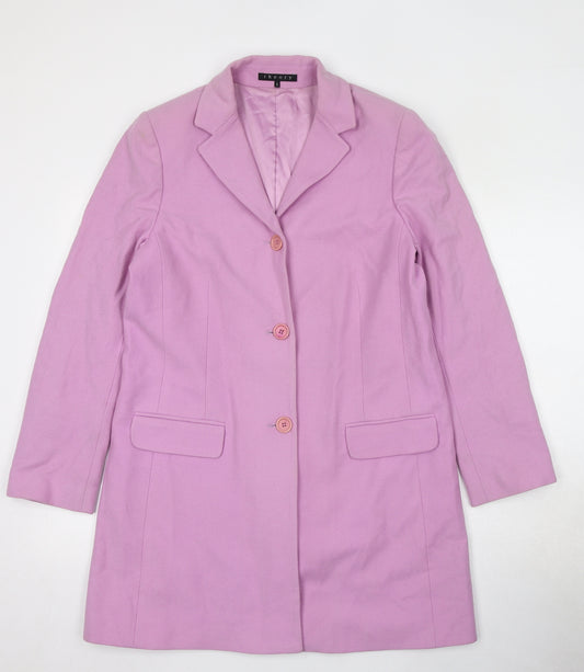Theory Womens Purple Overcoat Coat Size L Button