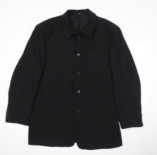 Ciro Citterio Mens Black Wool Jacket Blazer Size 42 Regular - Shoulder Pads