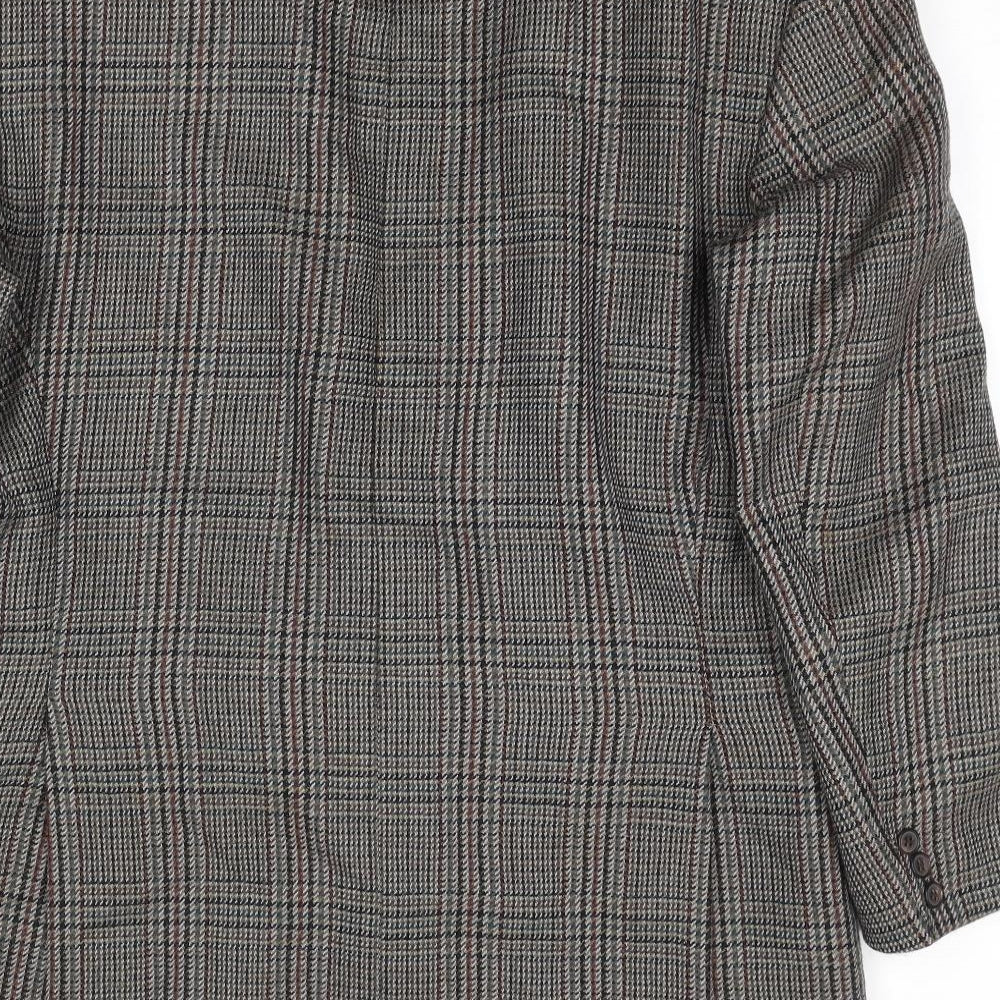Dunn & Co Mens Grey Check Wool Jacket Blazer Size 40 Regular - Shoulder Pads