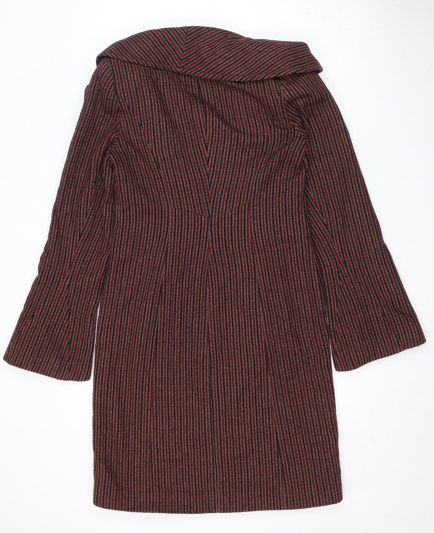 Topshop Womens Red Striped Pea Coat Coat Size 10 Button