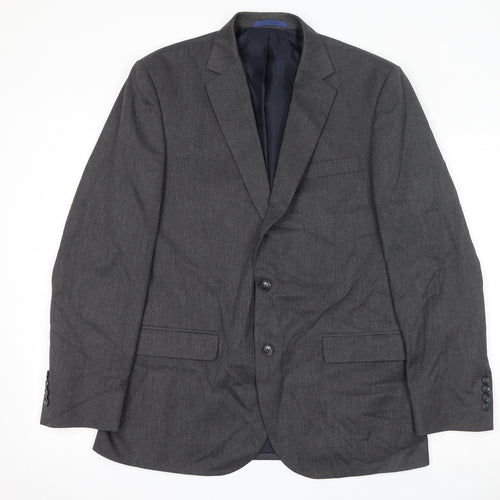 Marks and Spencer Mens Grey Polyester Jacket Suit Jacket Size 40 Regular - Shoulder Pads