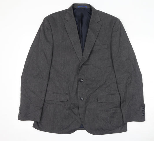 Marks and Spencer Mens Grey Polyester Jacket Suit Jacket Size 40 Regular - Shoulder Pads