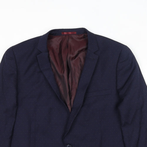 Topman Mens Blue Polyester Jacket Suit Jacket Size 40 Regular