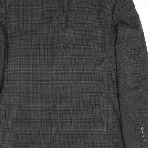 Marks and Spencer Mens Grey Plaid Polyester Jacket Suit Jacket Size 42 Regular