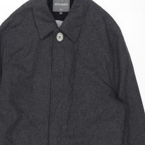 Peter Werth Mens Grey Overcoat Coat Size L Button