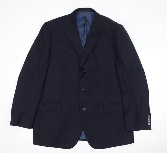 Marks and Spencer Mens Blue Wool Jacket Suit Jacket Size 44 Regular - Shoulder Pads