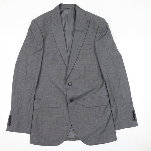 Marks and Spencer Mens Grey Polyester Jacket Suit Jacket Size 36 Regular - Shoulder Pads