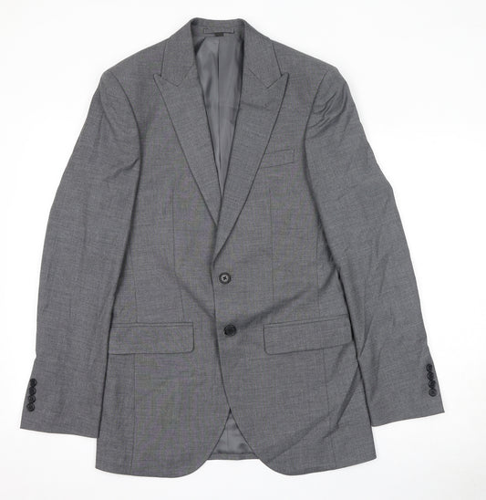 Marks and Spencer Mens Grey Polyester Jacket Suit Jacket Size 36 Regular - Shoulder Pads