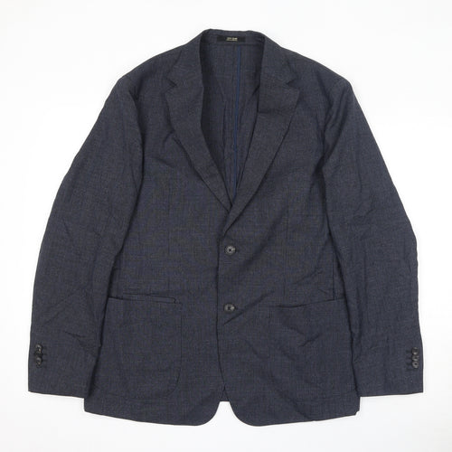 Massimo Dutti Mens Blue Geometric Wool Jacket Suit Jacket Size L Regular