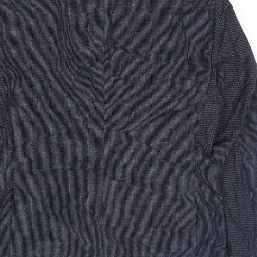 Massimo Dutti Mens Blue Geometric Wool Jacket Suit Jacket Size L Regular